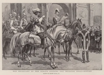 Der Sekretär des Senats liest die Kaiserliche Proklamation